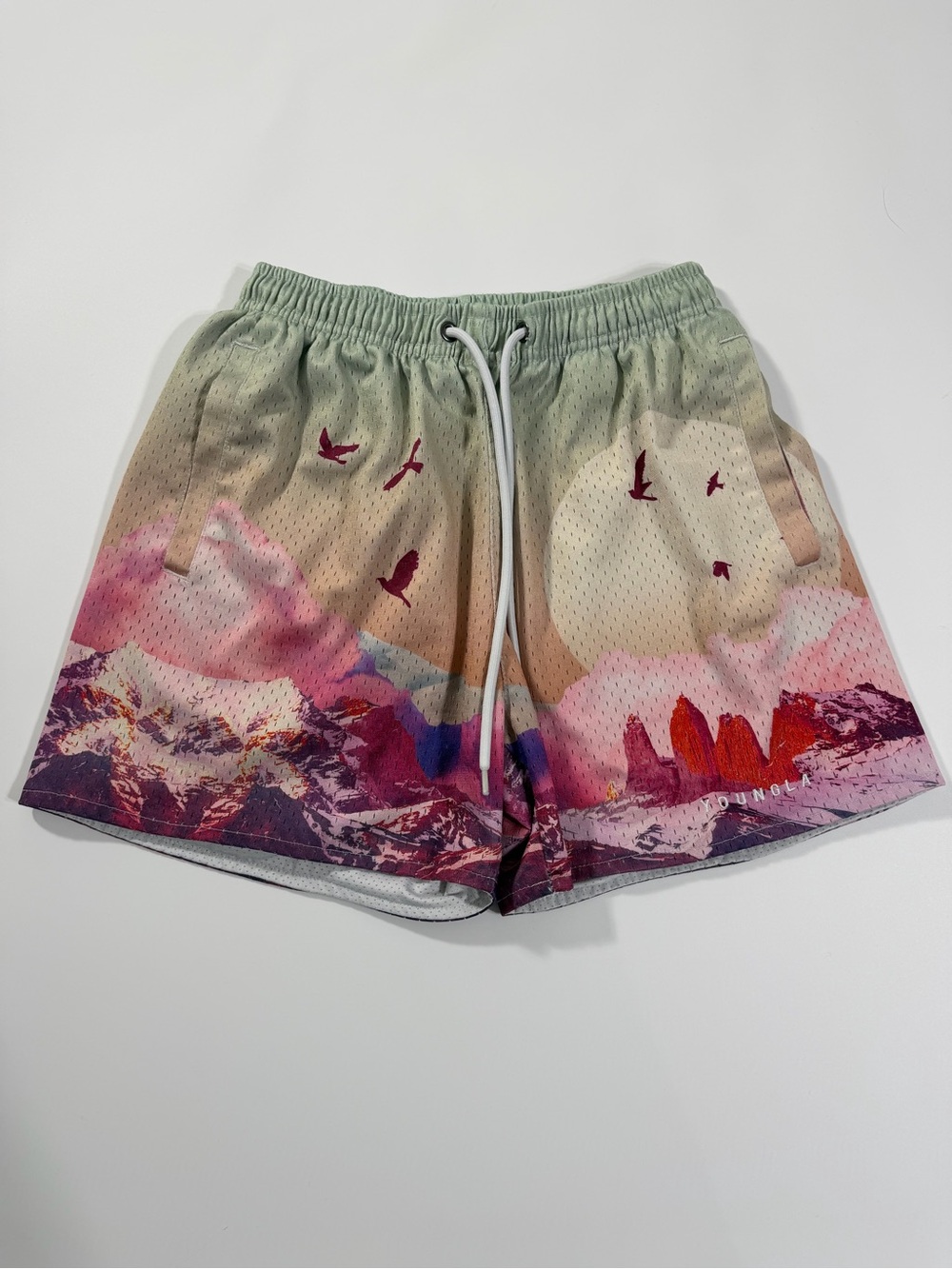 YoungLA 150 After Party Shorts S Sedona Sunrise Mesh Gym Athletic